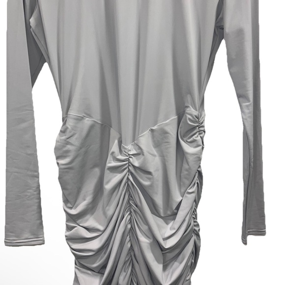 ALEX PERRY Presley dress midi grey silver 14 ruched stretch knit formal NWT NEW - Picture 8 of 15
